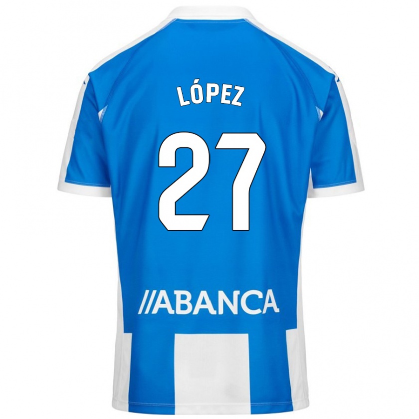 Kandiny Niño Camiseta Rubén López #27 Azul Blanco 1ª Equipación 2024/25 La Camisa Chile