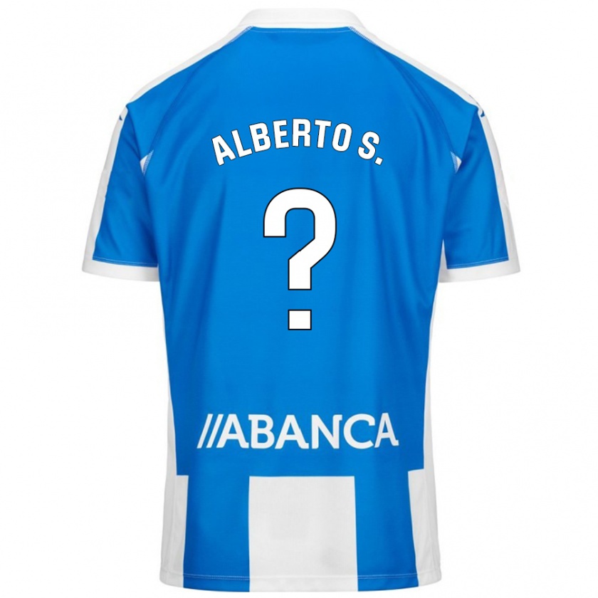 Kandiny Niño Camiseta Alberto Sánchez #0 Azul Blanco 1ª Equipación 2024/25 La Camisa Chile