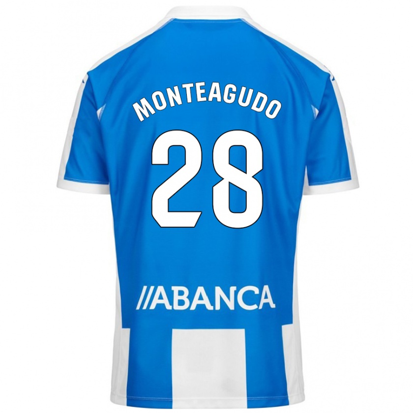 Kandiny Niño Camiseta Paula Monteagudo #28 Azul Blanco 1ª Equipación 2024/25 La Camisa Chile