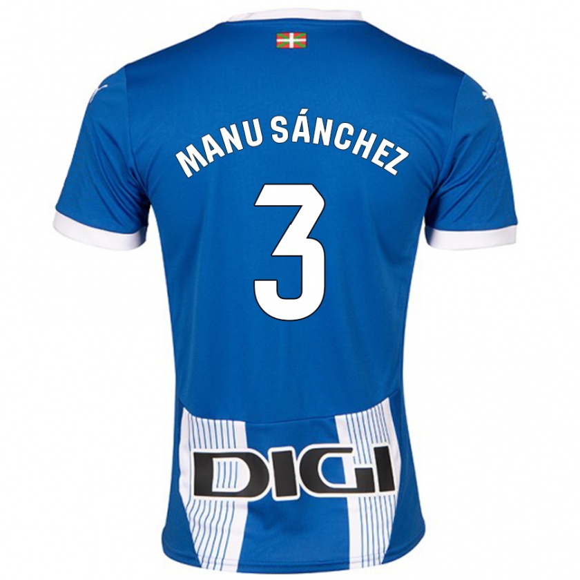 Kandiny Niño Camiseta Manu Sánchez #3 Azul 1ª Equipación 2024/25 La Camisa Chile