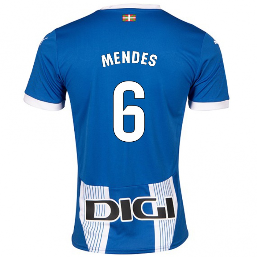 Kandiny Niño Camiseta Tomás Mendes #6 Azul 1ª Equipación 2024/25 La Camisa Chile