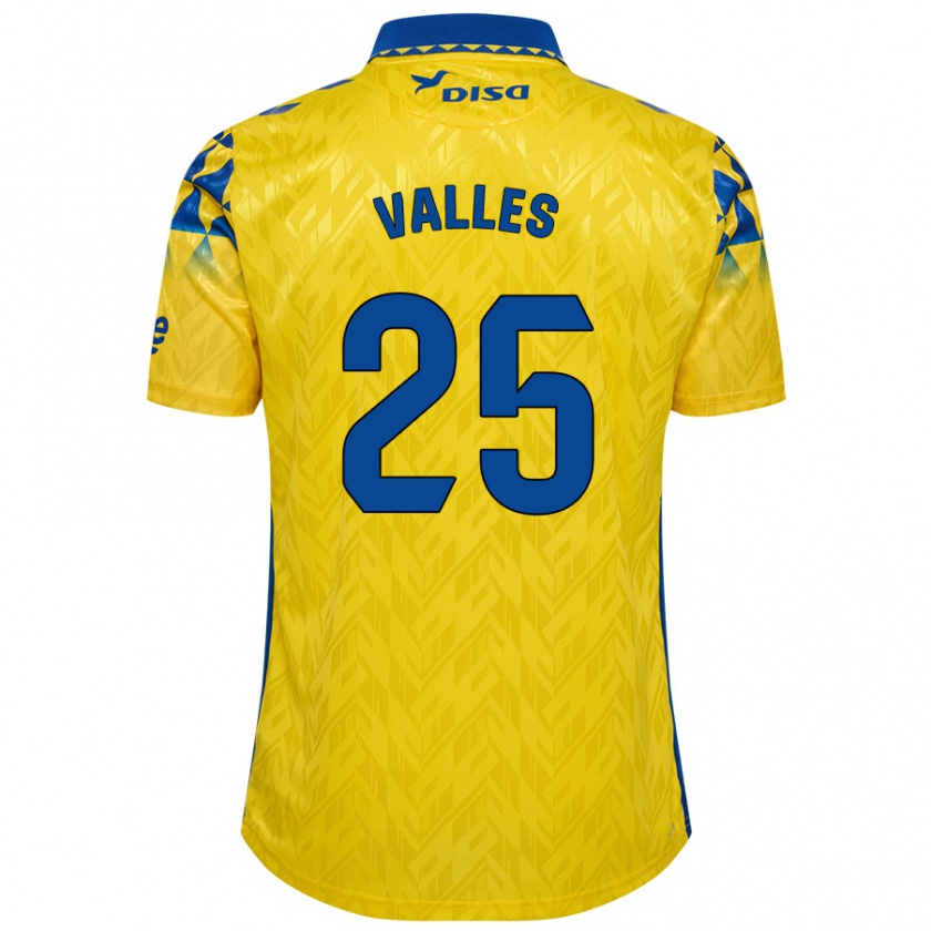 Kandiny Niño Camiseta Álvaro Valles #25 Amarillo Azul 1ª Equipación 2024/25 La Camisa Chile