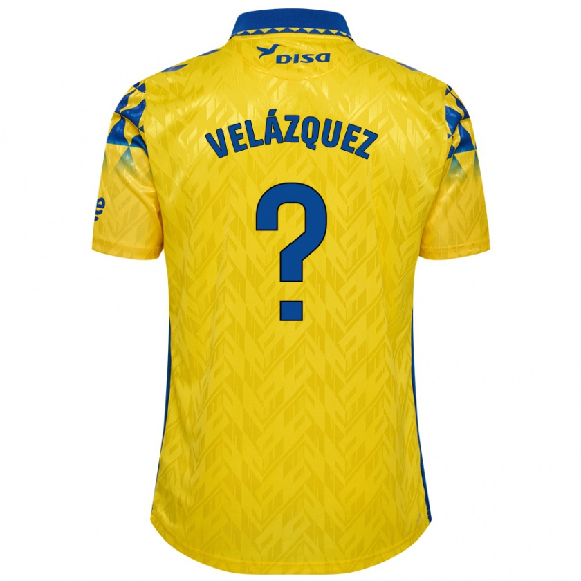 Kandiny Niño Camiseta Brian Velázquez #0 Amarillo Azul 1ª Equipación 2024/25 La Camisa Chile