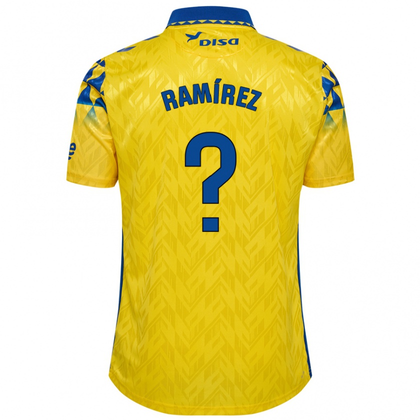 Kandiny Niño Camiseta Daniel Ramírez #0 Amarillo Azul 1ª Equipación 2024/25 La Camisa Chile