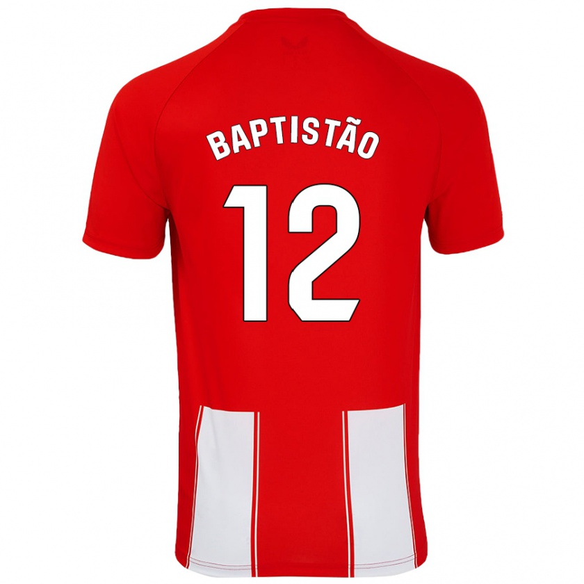 Kandiny Niño Camiseta Léo Baptistão #12 Rojo Blanco 1ª Equipación 2024/25 La Camisa Chile