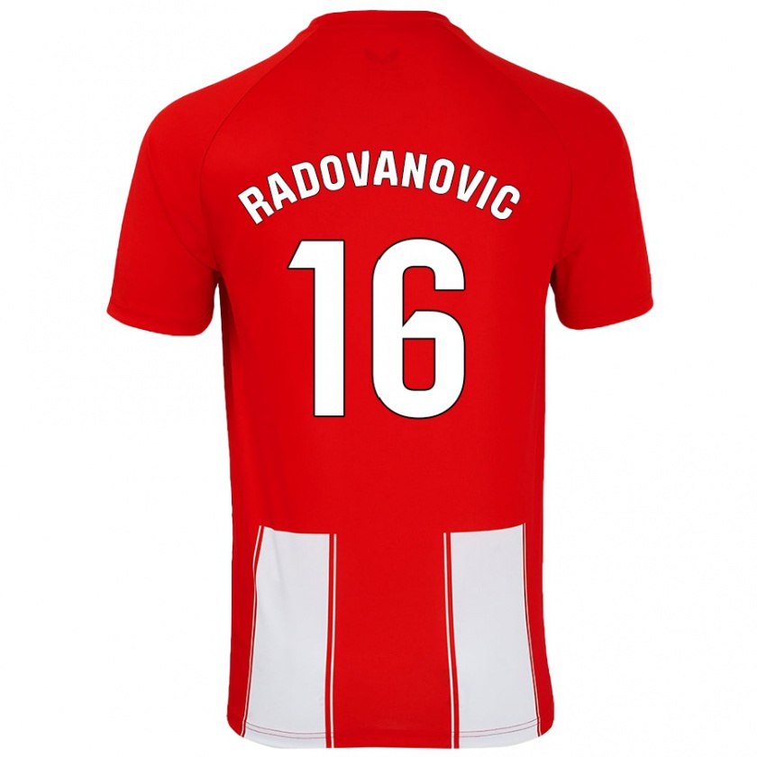 Kandiny Niño Camiseta Aleksandar Radovanovic #16 Rojo Blanco 1ª Equipación 2024/25 La Camisa Chile