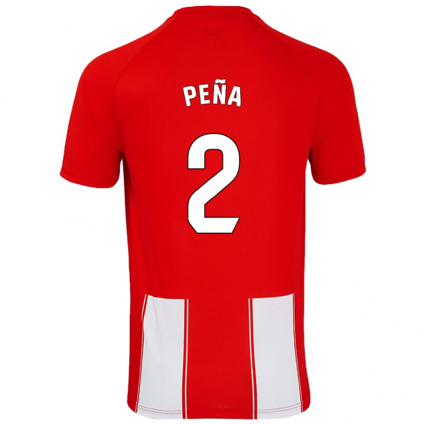 Kandiny Niño Camiseta Miguel Peña #2 Rojo Blanco 1ª Equipación 2024/25 La Camisa Chile