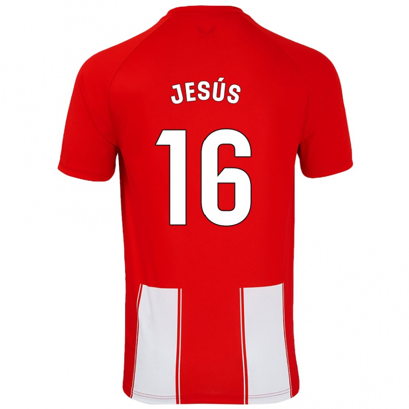 Kandiny Niño Camiseta Antonio Jesús #16 Rojo Blanco 1ª Equipación 2024/25 La Camisa Chile