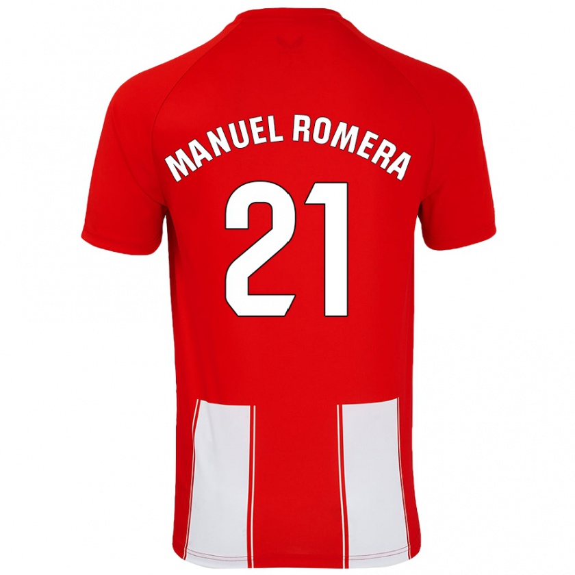 Kandiny Niño Camiseta José Manuel Romera #21 Rojo Blanco 1ª Equipación 2024/25 La Camisa Chile