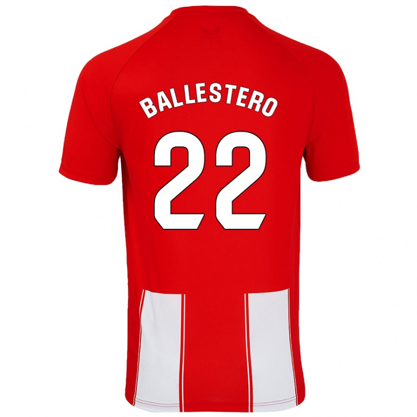 Kandiny Niño Camiseta Carlos Ballestero #22 Rojo Blanco 1ª Equipación 2024/25 La Camisa Chile