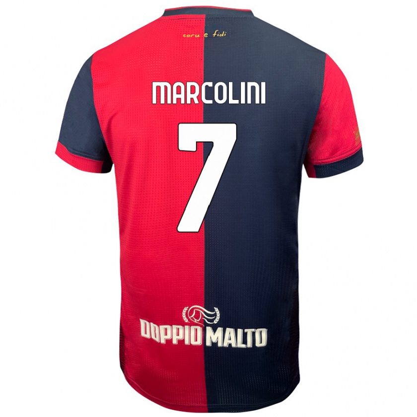 Kandiny Niño Camiseta Diego Marcolini #7 Rojo Azul Más Oscuro 1ª Equipación 2024/25 La Camisa Chile