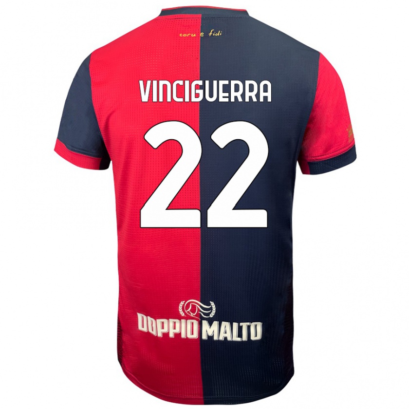 Kandiny Niño Camiseta Alessandro Vinciguerra #22 Rojo Azul Más Oscuro 1ª Equipación 2024/25 La Camisa Chile