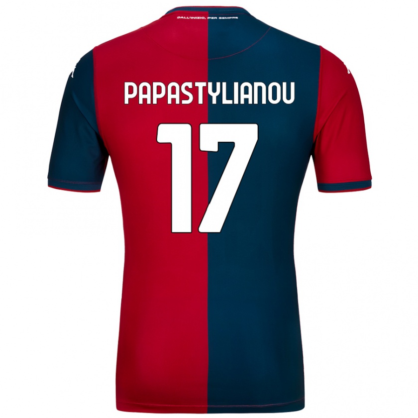 Kandiny Niño Camiseta Lysandros Andreas Papastylianou #17 Rojo Azul Oscuro 1ª Equipación 2024/25 La Camisa Chile