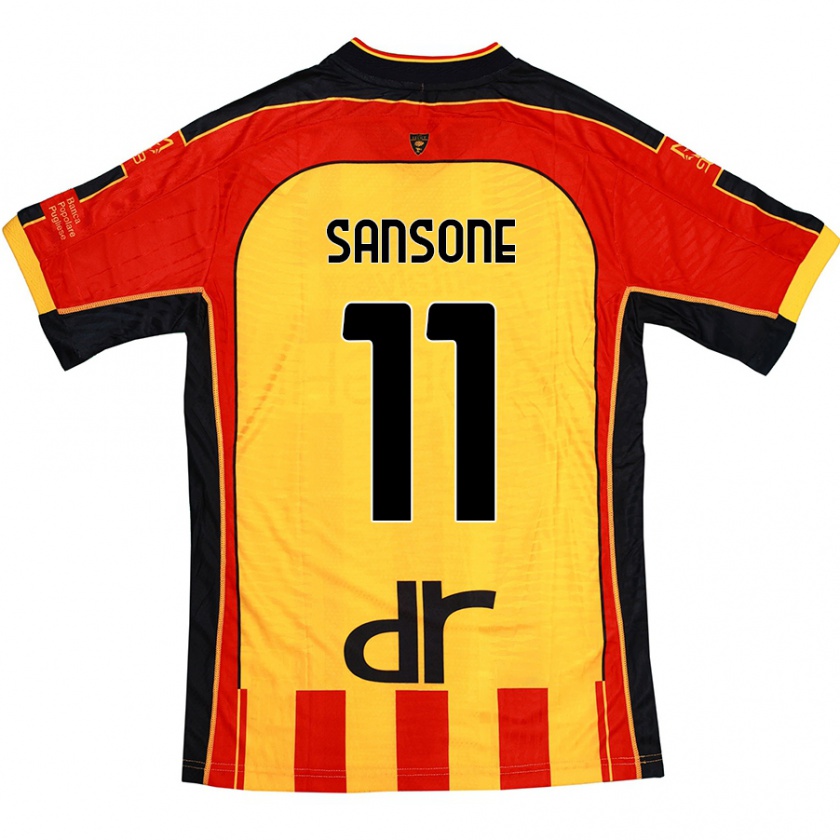 Kandiny Niño Camiseta Nicola Sansone #11 Amarillo Rojo 1ª Equipación 2024/25 La Camisa Chile