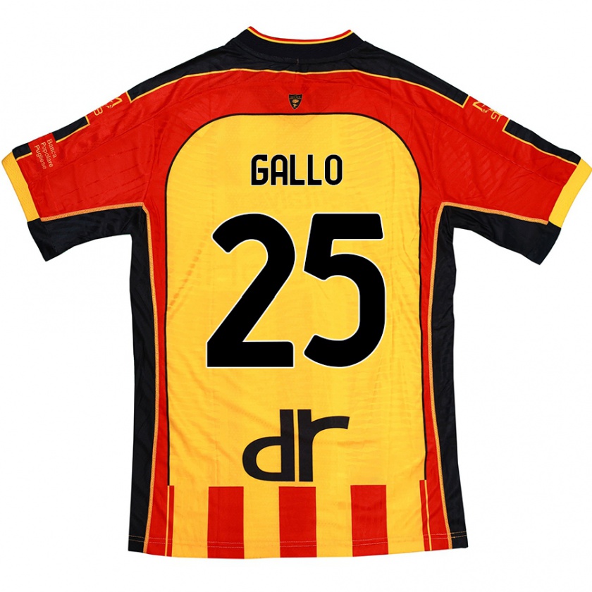 Kandiny Niño Camiseta Antonino Gallo #25 Amarillo Rojo 1ª Equipación 2024/25 La Camisa Chile