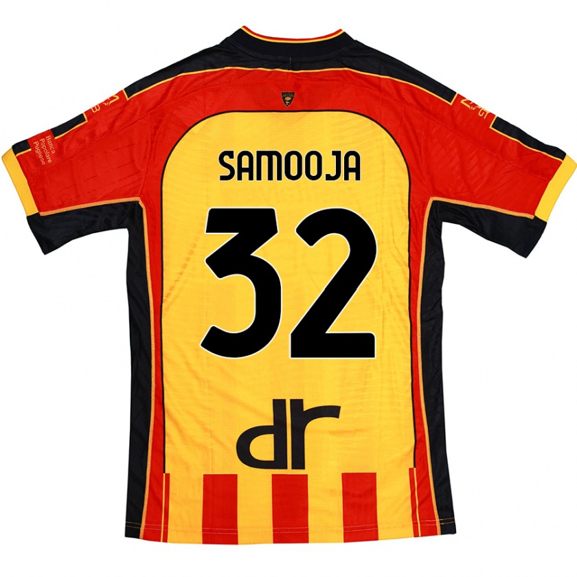 Kandiny Niño Camiseta Jasper Samooja #32 Amarillo Rojo 1ª Equipación 2024/25 La Camisa Chile