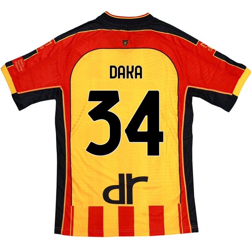 Kandiny Niño Camiseta Dario Daka #34 Amarillo Rojo 1ª Equipación 2024/25 La Camisa Chile