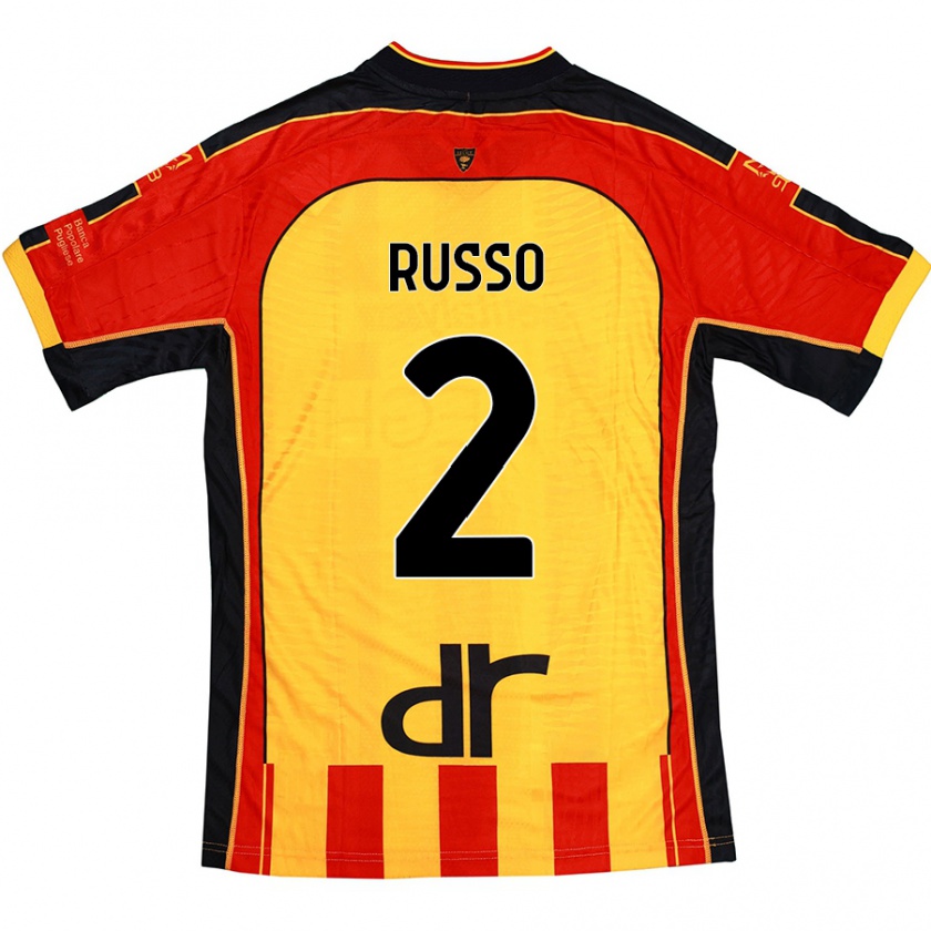 Kandiny Niño Camiseta Luca Russo #2 Amarillo Rojo 1ª Equipación 2024/25 La Camisa Chile