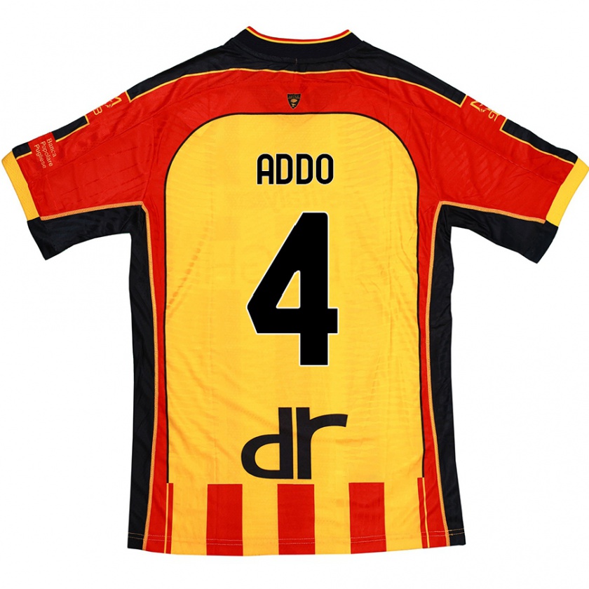 Kandiny Niño Camiseta Vernon Addo #4 Amarillo Rojo 1ª Equipación 2024/25 La Camisa Chile