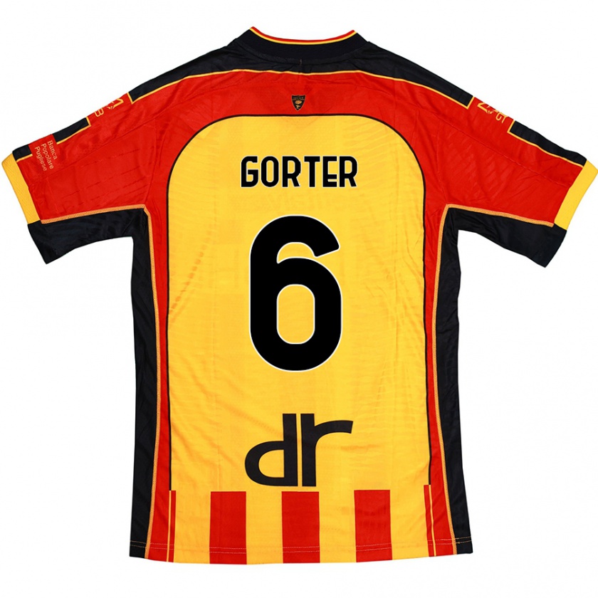 Kandiny Niño Camiseta Olaf Gorter #6 Amarillo Rojo 1ª Equipación 2024/25 La Camisa Chile