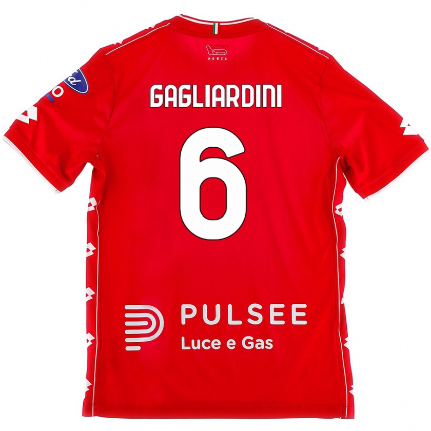 Kandiny Niño Camiseta Roberto Gagliardini #6 Rojo Blanco 1ª Equipación 2024/25 La Camisa Chile