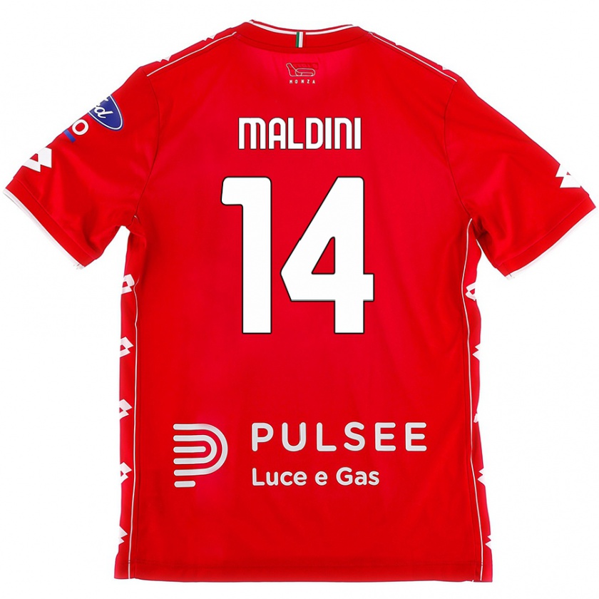 Kandiny Niño Camiseta Daniel Maldini #14 Rojo Blanco 1ª Equipación 2024/25 La Camisa Chile