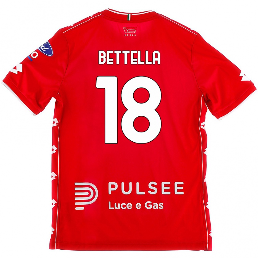 Kandiny Niño Camiseta Davide Bettella #18 Rojo Blanco 1ª Equipación 2024/25 La Camisa Chile