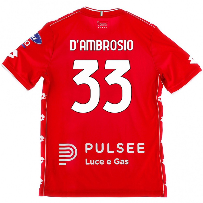 Kandiny Niño Camiseta Danilo D'ambrosio #33 Rojo Blanco 1ª Equipación 2024/25 La Camisa Chile