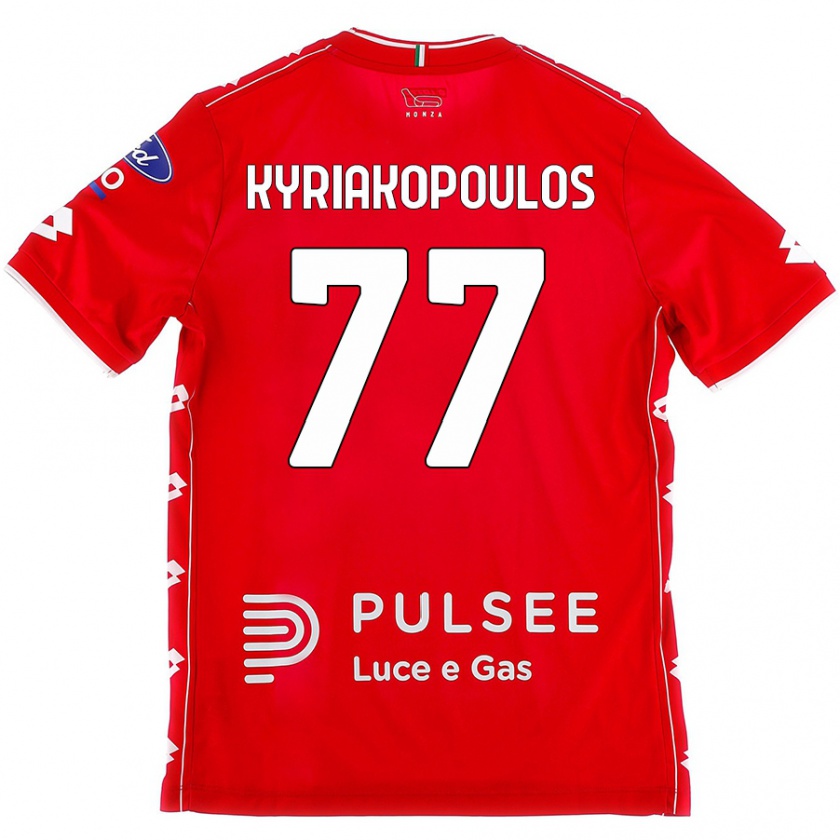 Kandiny Niño Camiseta Georgios Kyriakopoulos #77 Rojo Blanco 1ª Equipación 2024/25 La Camisa Chile