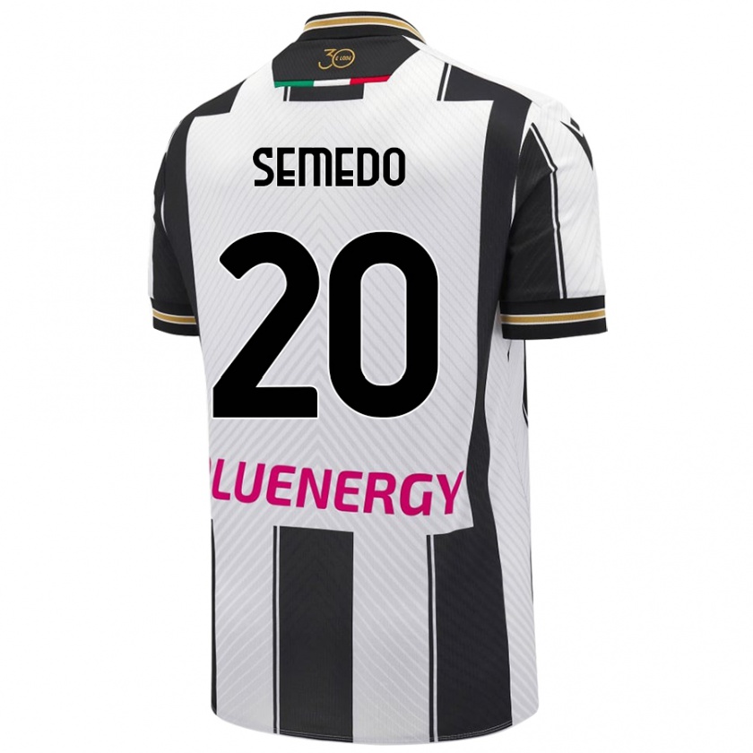 Kandiny Niño Camiseta Vivaldo Semedo #20 Blanco Negro 1ª Equipación 2024/25 La Camisa Chile