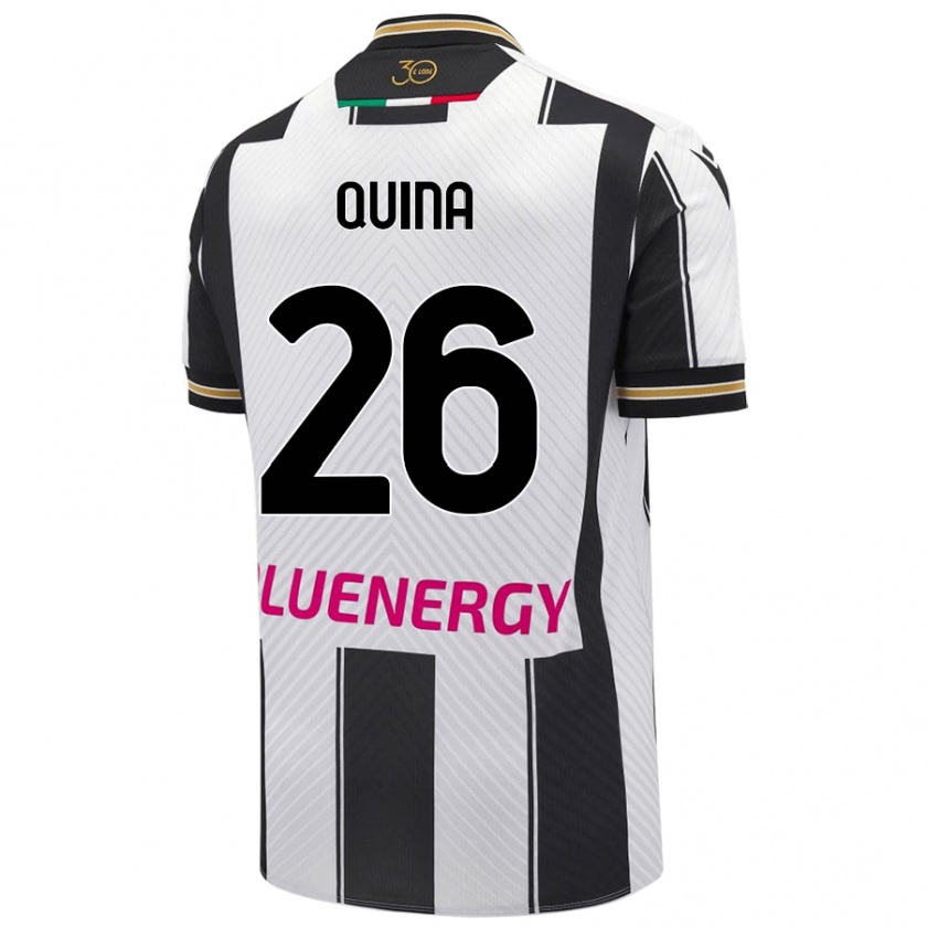 Kandiny Niño Camiseta Domingos Quina #26 Blanco Negro 1ª Equipación 2024/25 La Camisa Chile