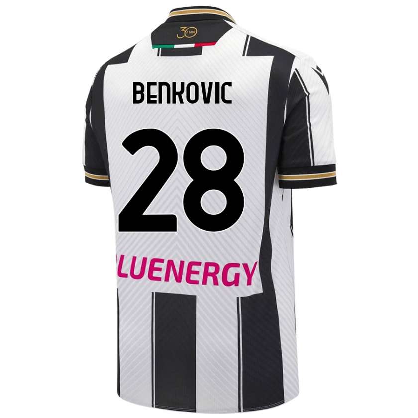 Kandiny Niño Camiseta Filip Benkovic #28 Blanco Negro 1ª Equipación 2024/25 La Camisa Chile