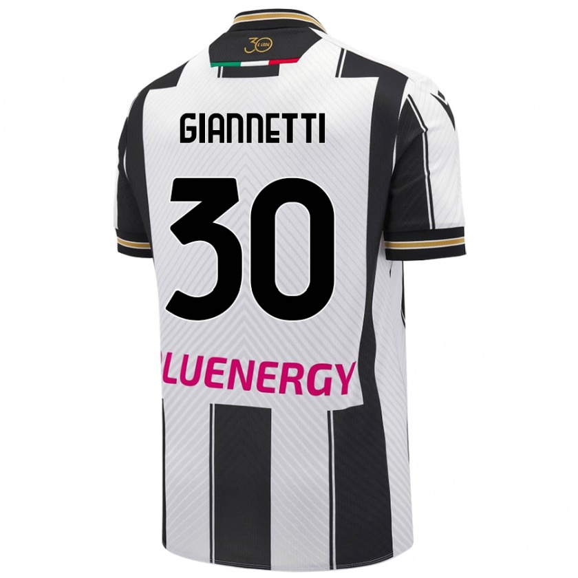 Kandiny Niño Camiseta Lautaro Giannetti #30 Blanco Negro 1ª Equipación 2024/25 La Camisa Chile