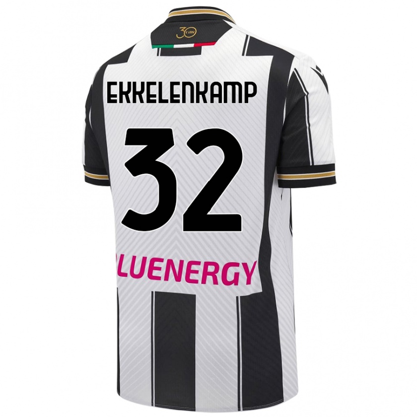 Kandiny Niño Camiseta Jurgen Ekkelenkamp #32 Blanco Negro 1ª Equipación 2024/25 La Camisa Chile