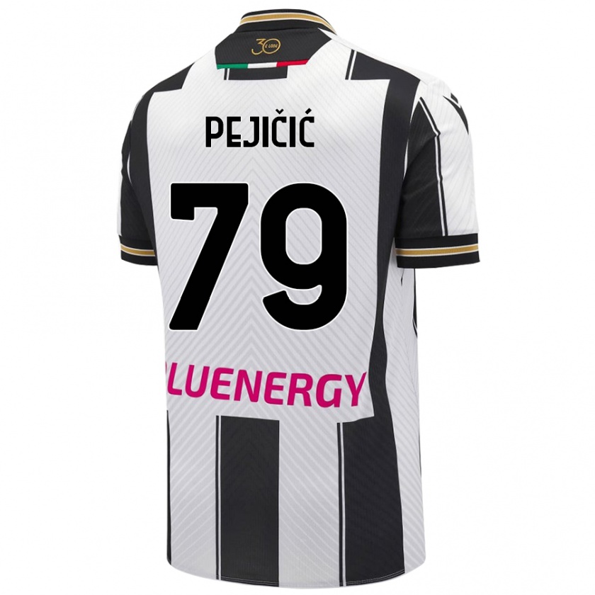 Kandiny Niño Camiseta David Pejičić #79 Blanco Negro 1ª Equipación 2024/25 La Camisa Chile