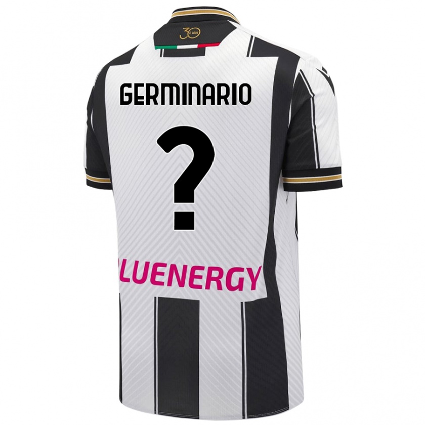 Kandiny Niño Camiseta Mattia Germinario #0 Blanco Negro 1ª Equipación 2024/25 La Camisa Chile