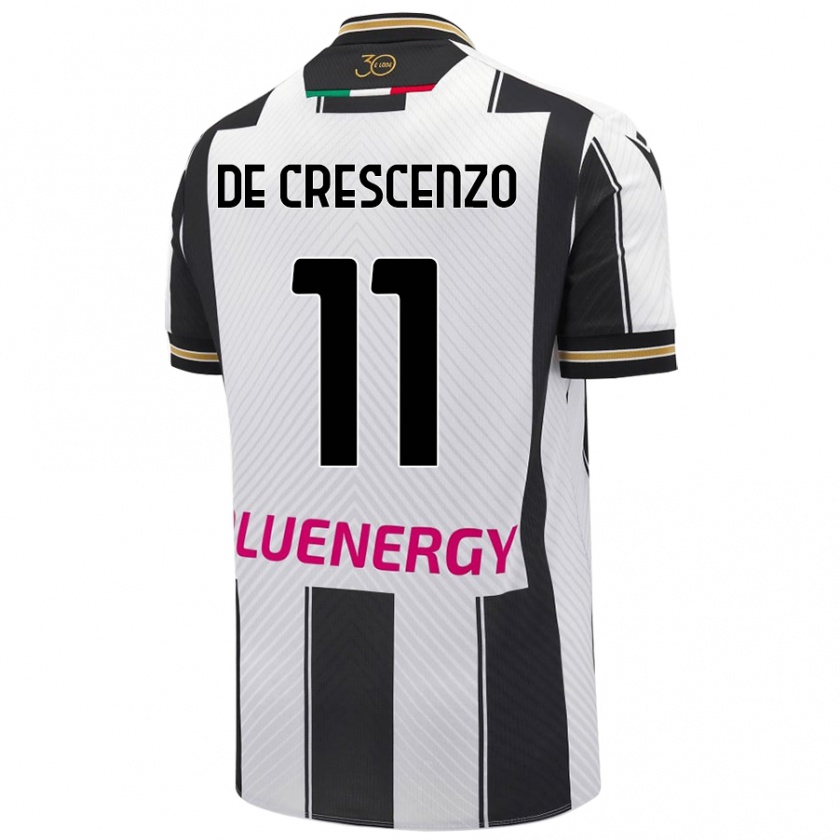 Kandiny Niño Camiseta Marco De Crescenzo #11 Blanco Negro 1ª Equipación 2024/25 La Camisa Chile