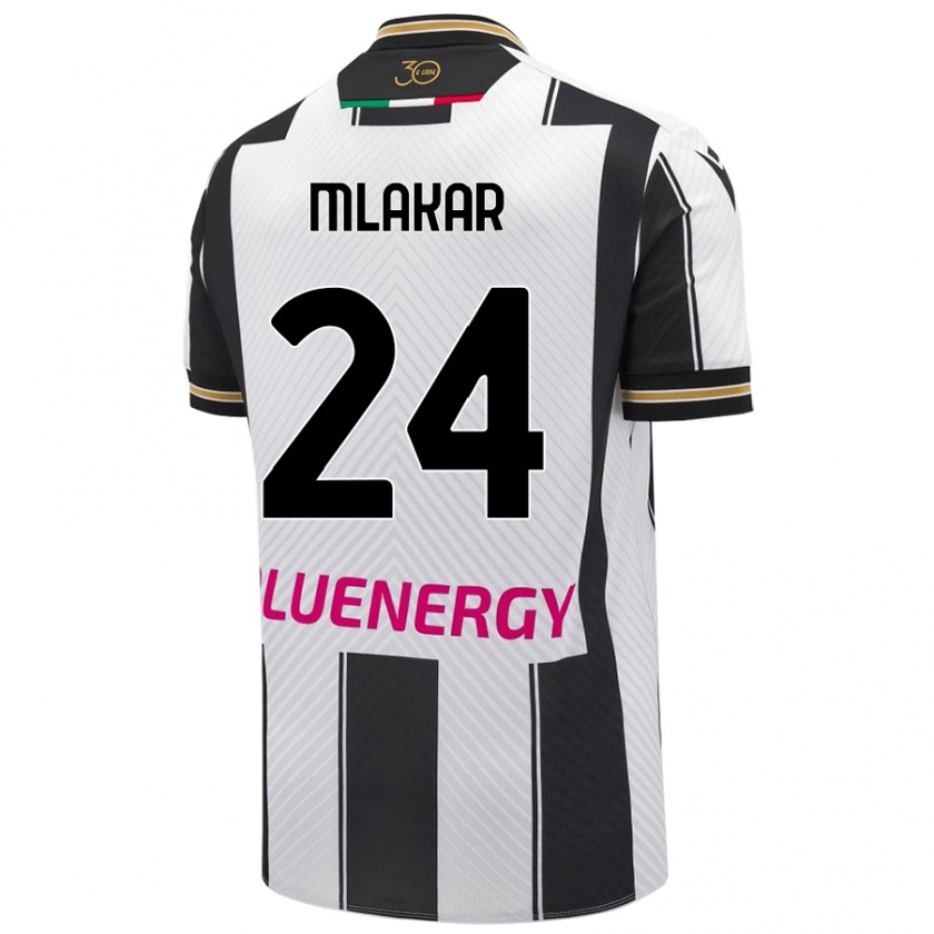 Kandiny Niño Camiseta Lorenzo Mlakar #24 Blanco Negro 1ª Equipación 2024/25 La Camisa Chile