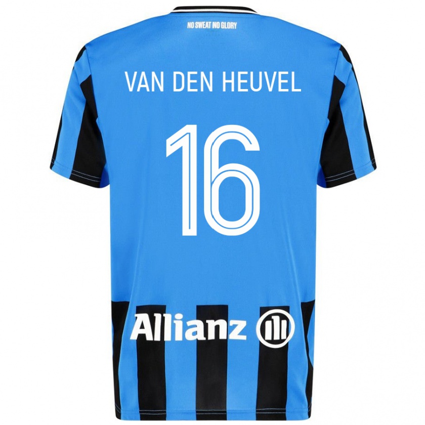 Kandiny Niño Camiseta Dani Van Den Heuvel #16 Azul Cielo Negro 1ª Equipación 2024/25 La Camisa Chile