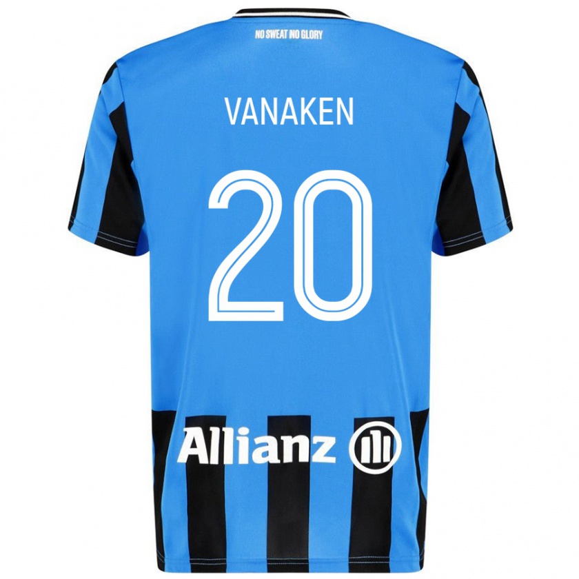 Kandiny Niño Camiseta Hans Vanaken #20 Azul Cielo Negro 1ª Equipación 2024/25 La Camisa Chile