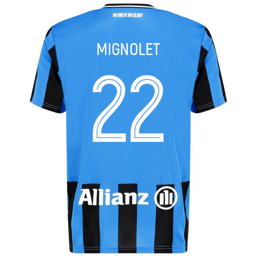 Kandiny Niño Camiseta Simon Mignolet #22 Azul Cielo Negro 1ª Equipación 2024/25 La Camisa Chile