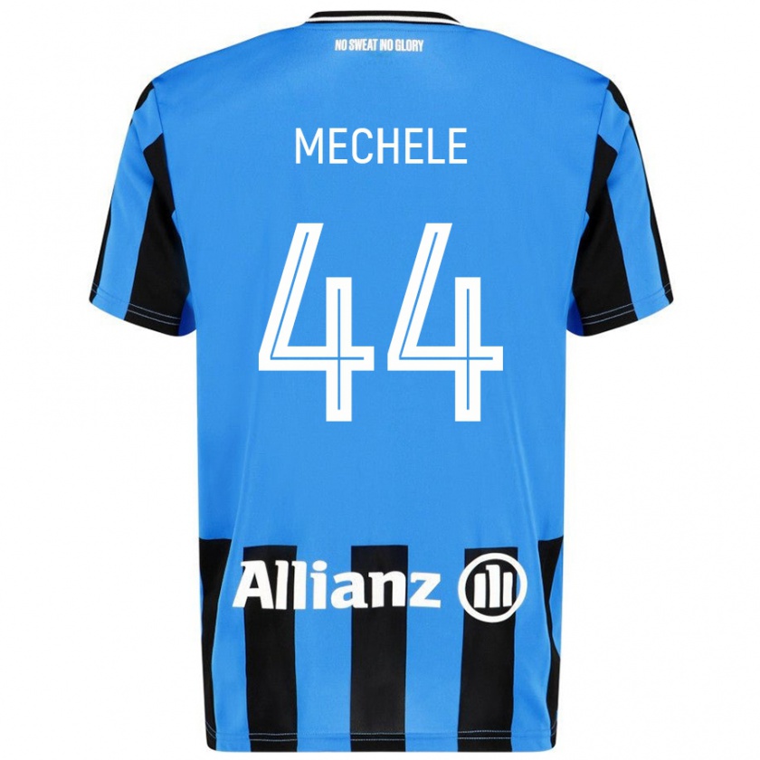 Kandiny Niño Camiseta Brandon Mechele #44 Azul Cielo Negro 1ª Equipación 2024/25 La Camisa Chile