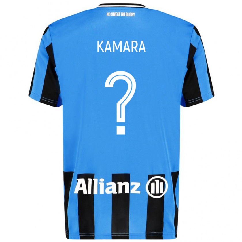 Kandiny Niño Camiseta Al-Hassan Kamara #0 Azul Cielo Negro 1ª Equipación 2024/25 La Camisa Chile