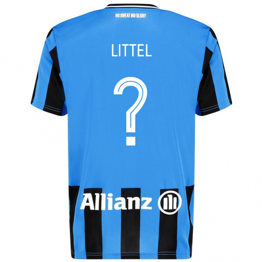 Kandiny Niño Camiseta Amy Littel #0 Azul Cielo Negro 1ª Equipación 2024/25 La Camisa Chile