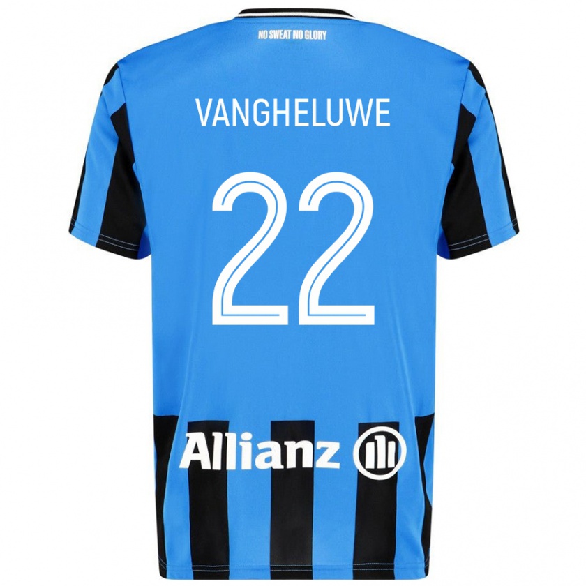 Kandiny Niño Camiseta Jody Vangheluwe #22 Azul Cielo Negro 1ª Equipación 2024/25 La Camisa Chile