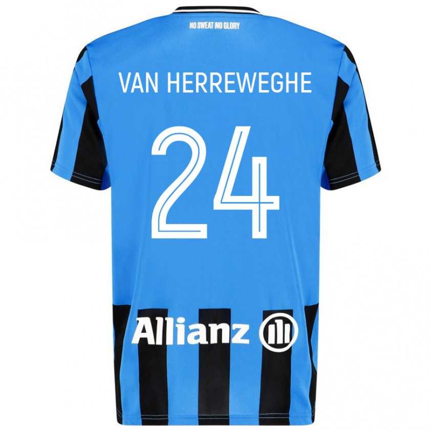 Kandiny Niño Camiseta Febe Van Herreweghe #24 Azul Cielo Negro 1ª Equipación 2024/25 La Camisa Chile