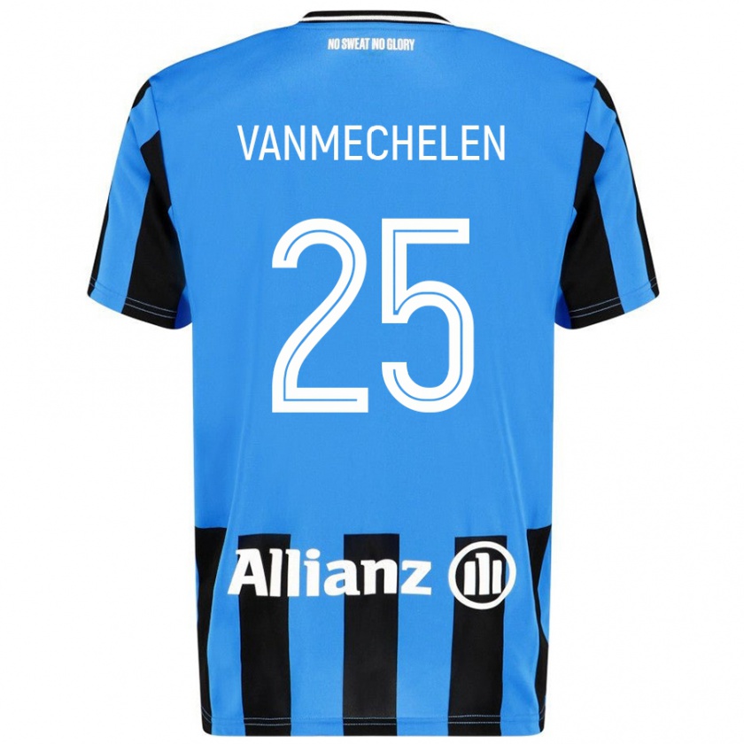 Kandiny Niño Camiseta Davinia Vanmechelen #25 Azul Cielo Negro 1ª Equipación 2024/25 La Camisa Chile