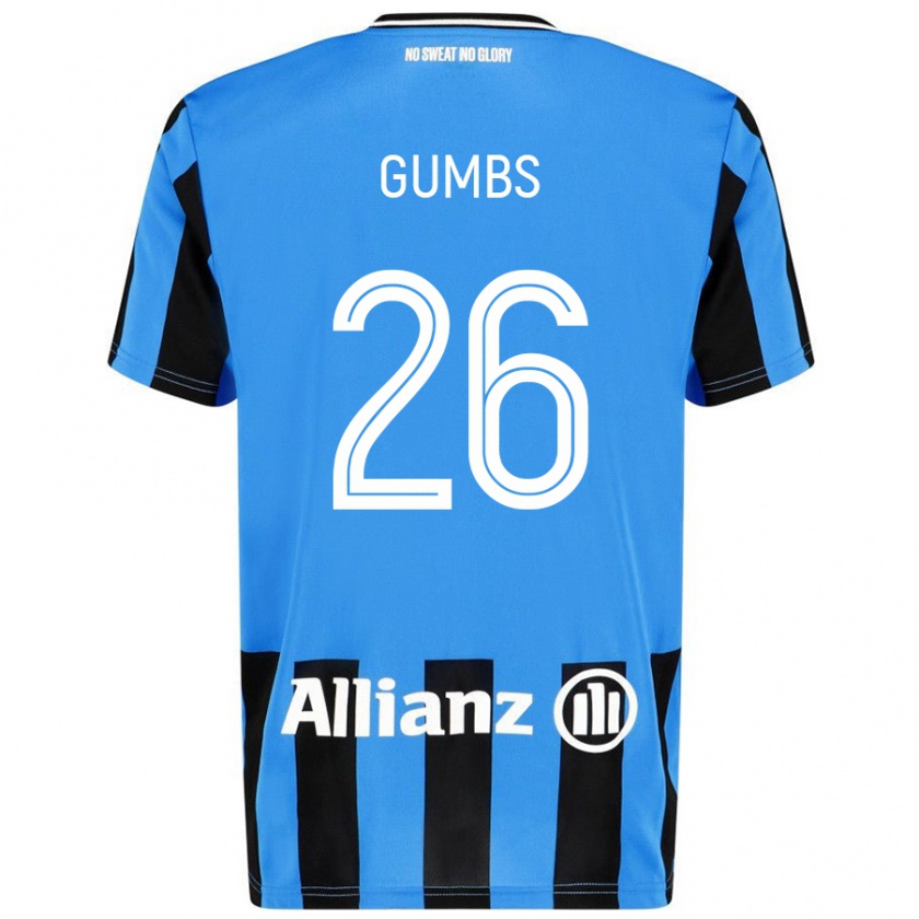 Kandiny Niño Camiseta Aisse Gumbs #26 Azul Cielo Negro 1ª Equipación 2024/25 La Camisa Chile