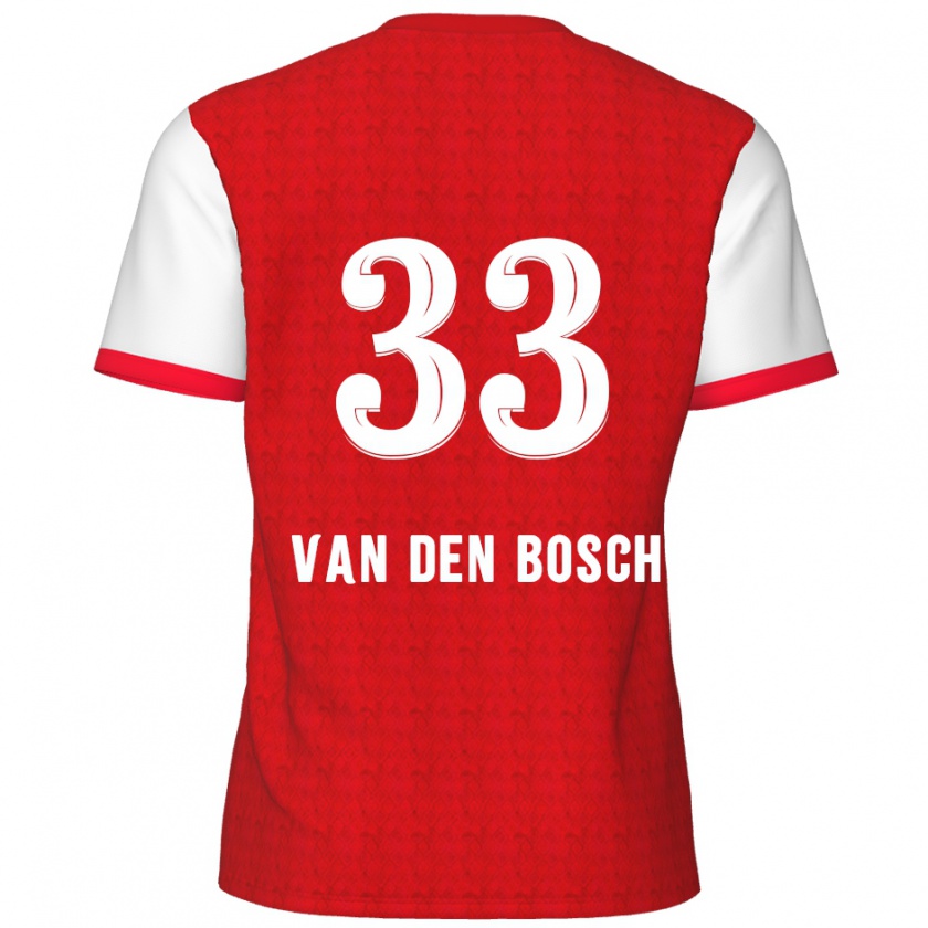 Kandiny Niño Camiseta Zeno Van Den Bosch #33 Rojo Blanco 1ª Equipación 2024/25 La Camisa Chile