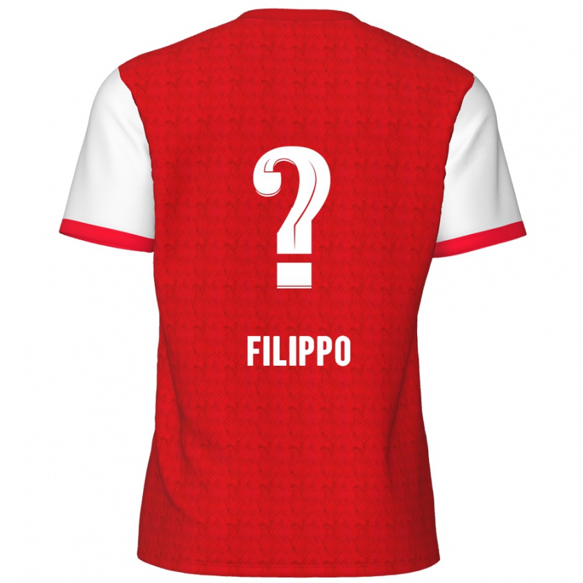 Kandiny Niño Camiseta Niels Filippo #0 Rojo Blanco 1ª Equipación 2024/25 La Camisa Chile